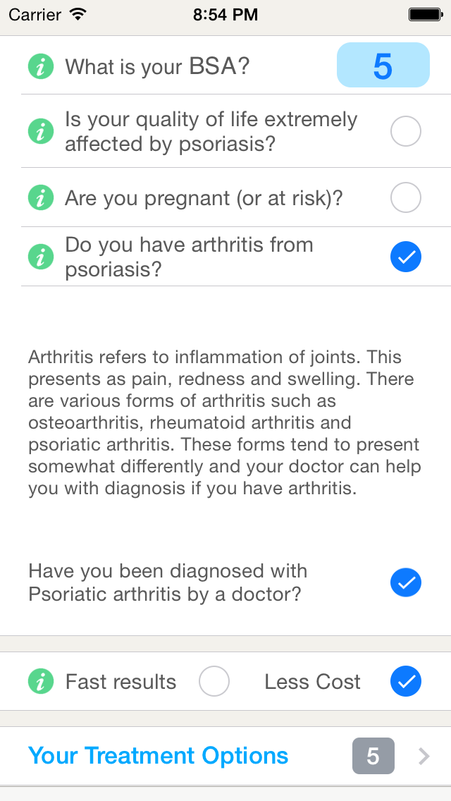 Psoriasis Treatment Decision Aid screenshot 4