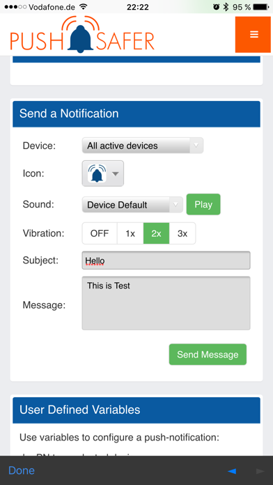 Pushsafer screenshot 1