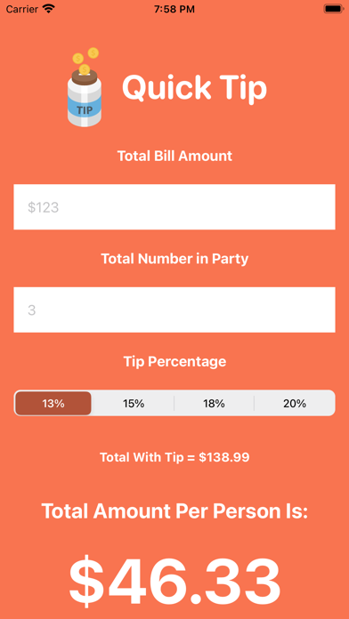 QuickTip - Tip Calculator screenshot 1