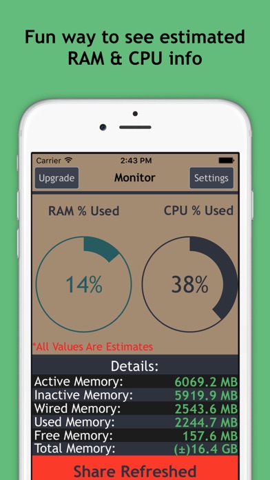 Refreshed Free: RAM, CPU Usage screenshot 1