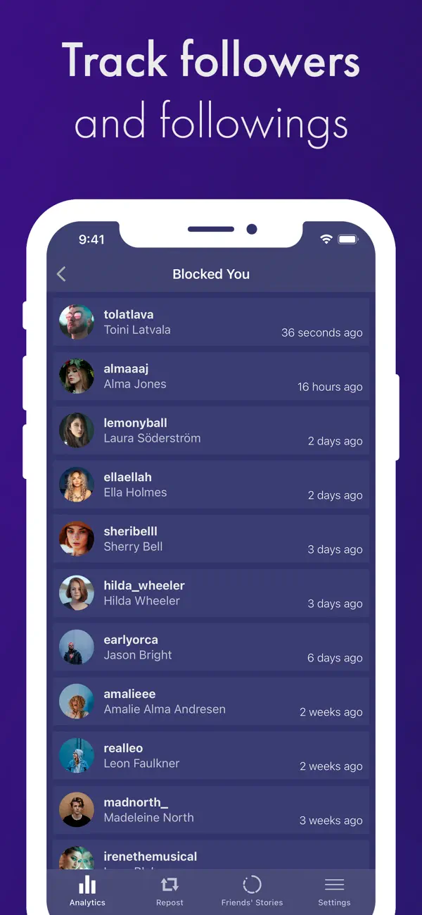 Reports+ Unfollowers Follower screenshot 3