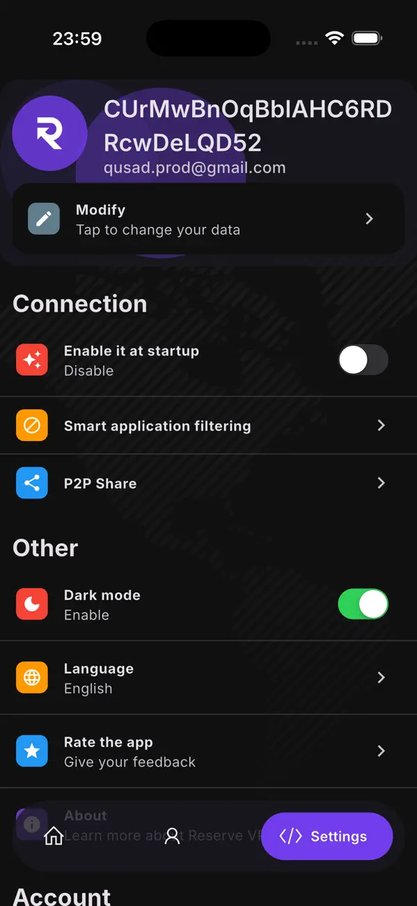 Reserve VPN screenshot 1
