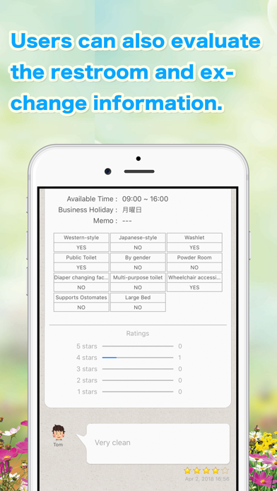 Restroom information map screenshot 1