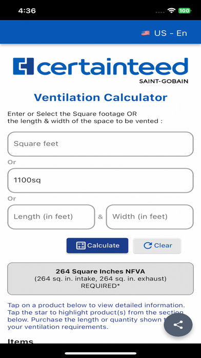 Roofing Ventilation Calculator screenshot 1