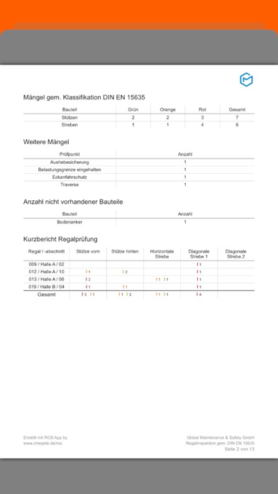 ROS Rack Inspector EN 15635 screenshot 2