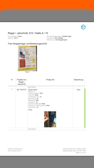 ROS Rack Inspector EN 15635 screenshot 1
