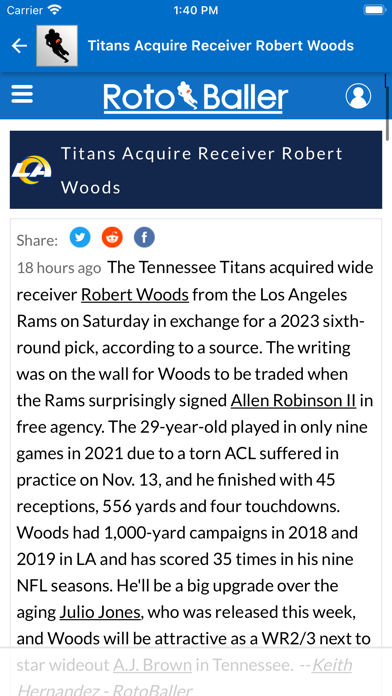 RotoBaller Fantasy Sports News screenshot 1