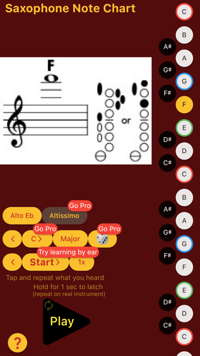 Saxophone Note Chart screenshot 2