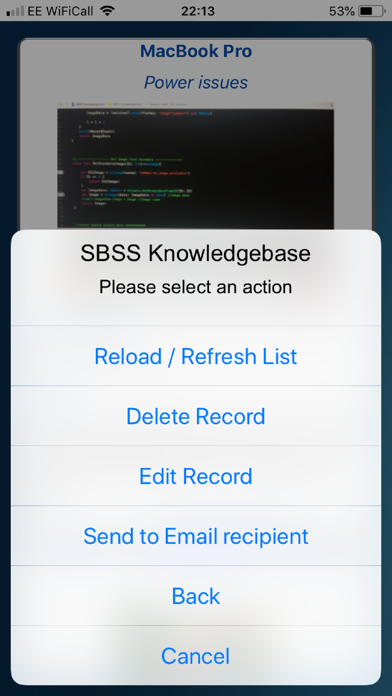 SBSS Knowledgebase screenshot 1
