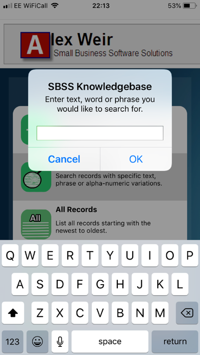 SBSS Knowledgebase screenshot 2