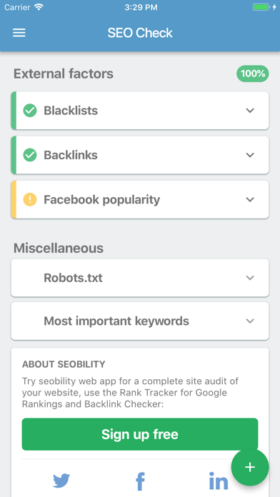 Seobility SEO Check screenshot 1