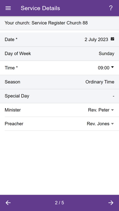 Service Register screenshot 2
