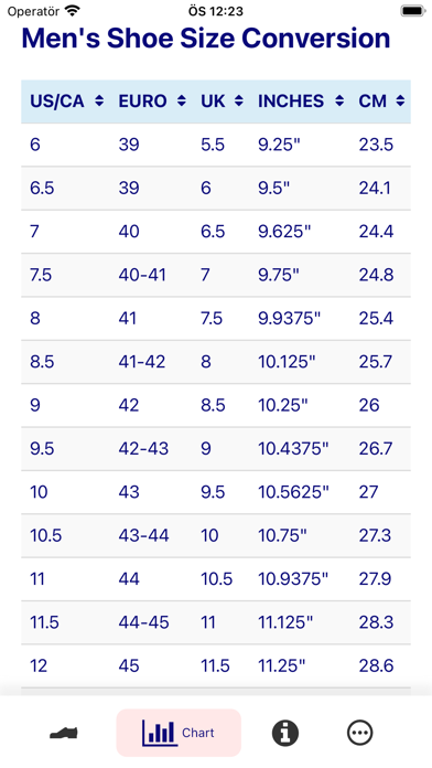 Shoe Size Converter & Chart screenshot 3