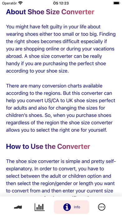 Shoe Size Converter & Chart screenshot 1