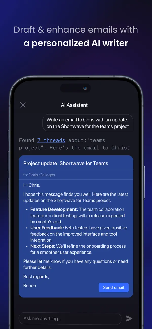 Shortwave - AI Email screenshot 2