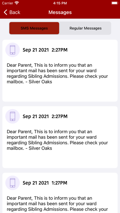Silver Oaks parent portal screenshot 1