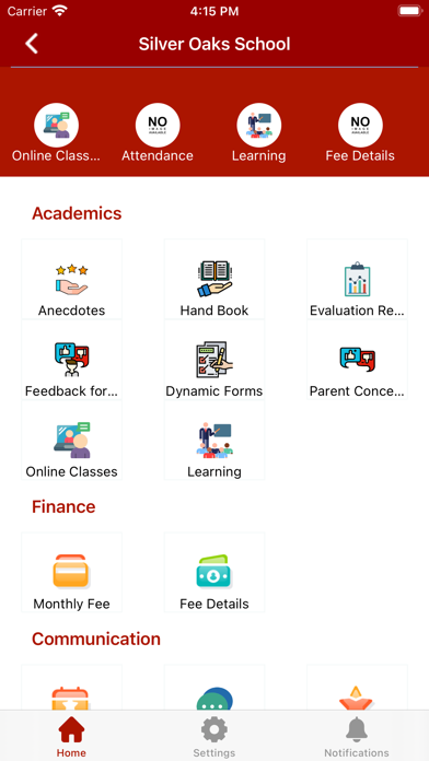 Silver Oaks parent portal screenshot 3