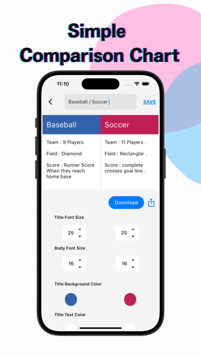 Simple Comparison Chart App screenshot 3