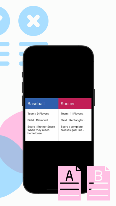 Simple Comparison Chart App screenshot 1