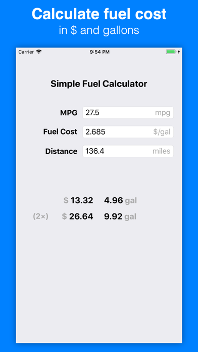 Simple Fuel Calculator (USA) screenshot 1