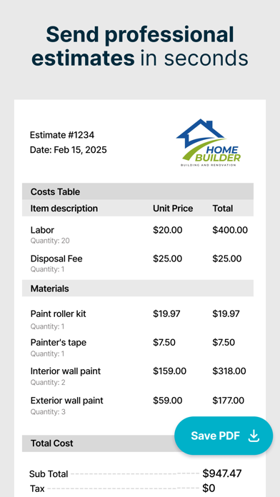 SimplyWise: Cost Estimator screenshot 3