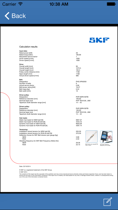 SKF Belt Calc screenshot 1