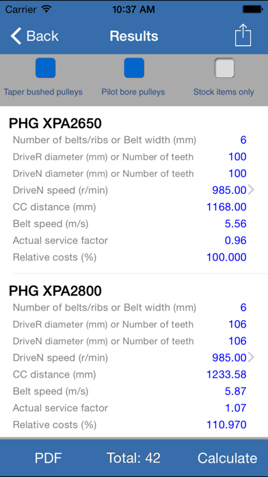 SKF Belt Calc screenshot 2