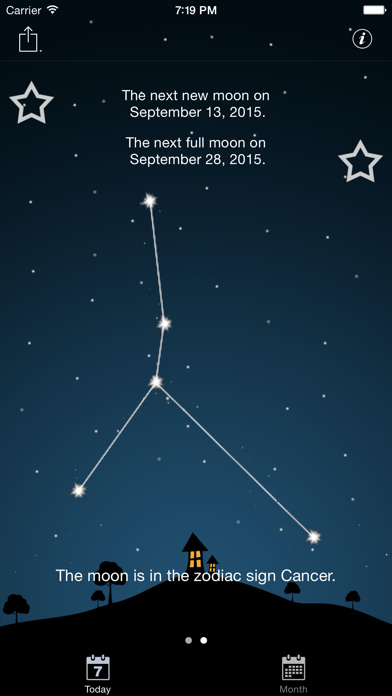 Sky and Moon phases calendar screenshot 2