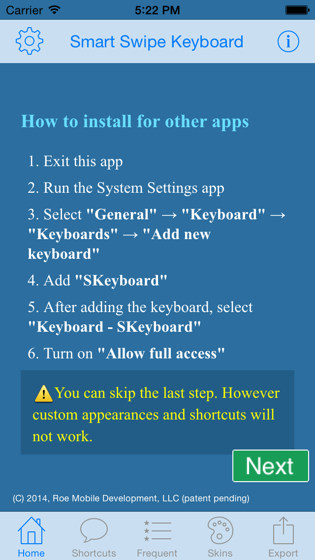 Smart Swipe Keyboard Pro for iOS8 screenshot 1