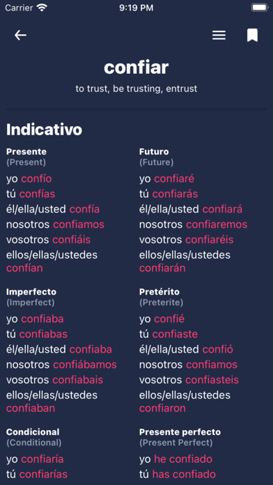 Spanish Conjugation & Verbs screenshot 1