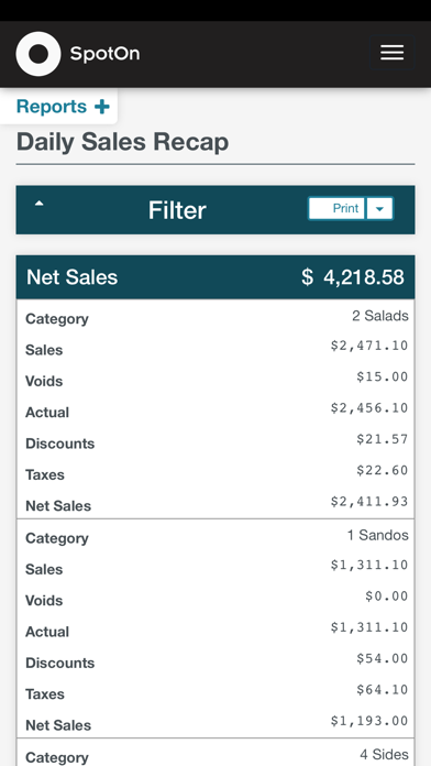 SpotOn Restaurant Reports screenshot 1