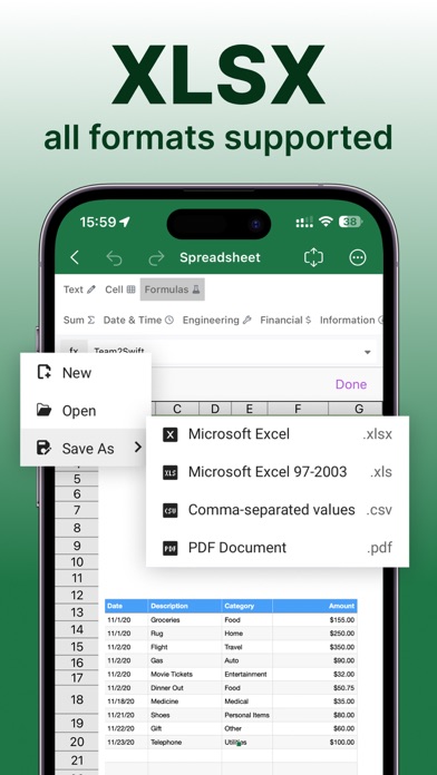 Spreadsheets screenshot 2