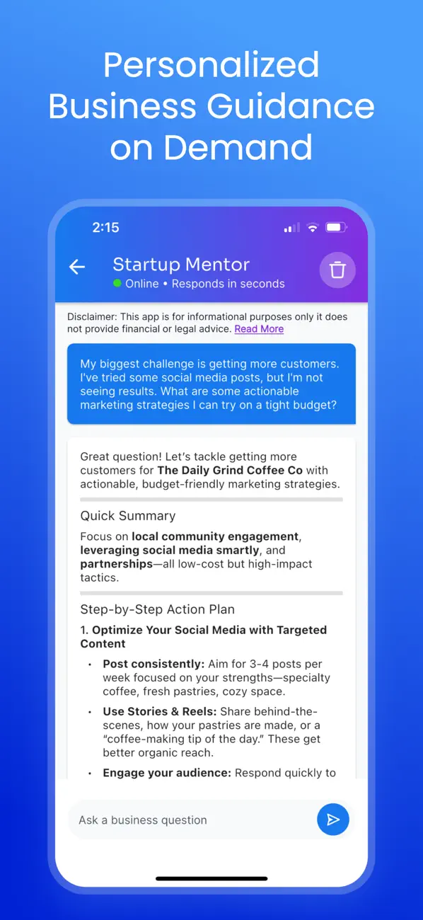 Startup AI: Business Mentor screenshot 4