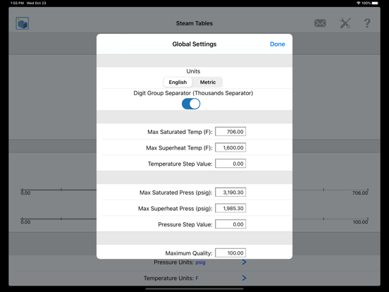 Steam Tables screenshot 3