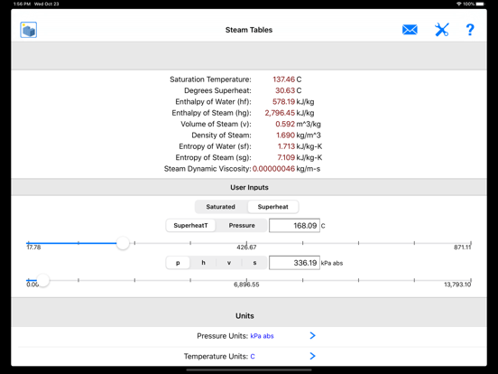 Steam Tables screenshot 2