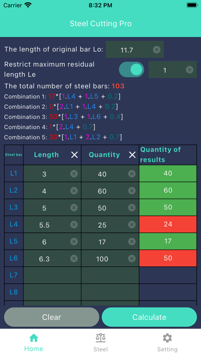 Steel cutting optimization Pro screenshot 2