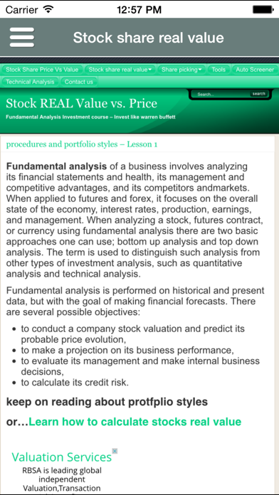 Stock Value Fundamental Dow Jones Course screenshot 1