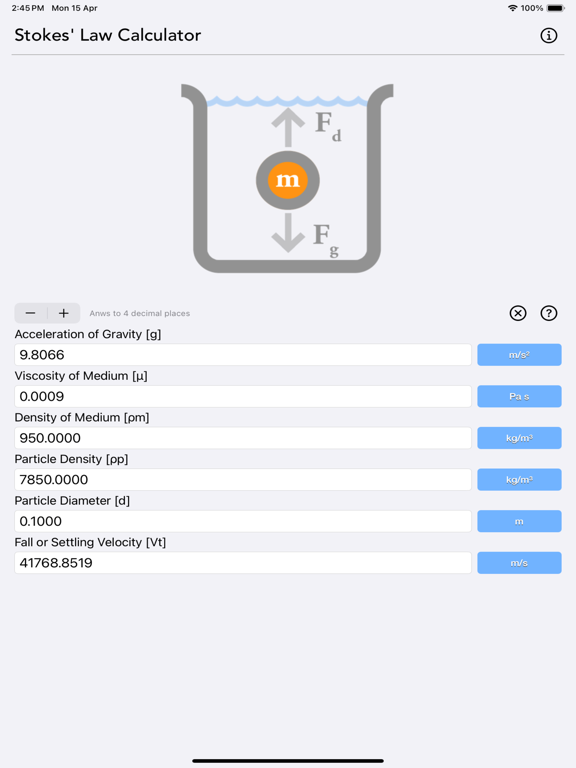 Stokes Law Calculator screenshot 6