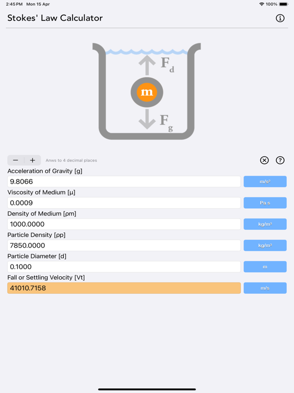 Stokes Law Calculator screenshot 10