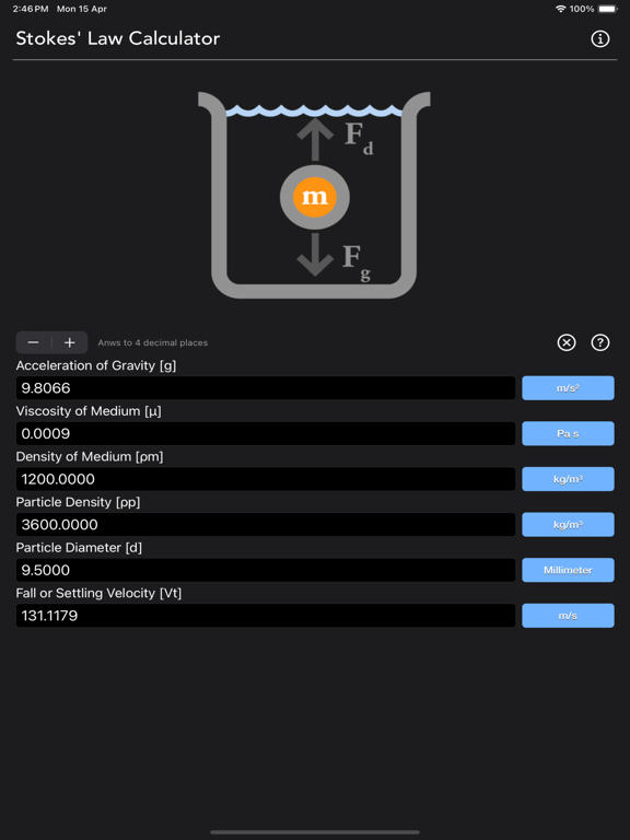 Stokes Law Calculator screenshot 3