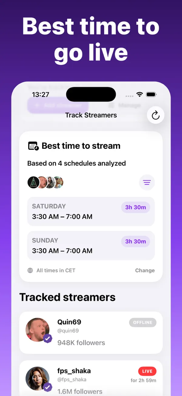 Stream Tracker for Twitch Live screenshot 1