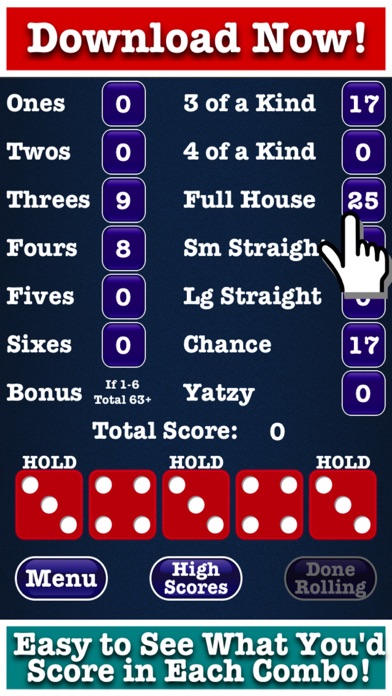 Stress Free Yatzy Dice Game screenshot 2