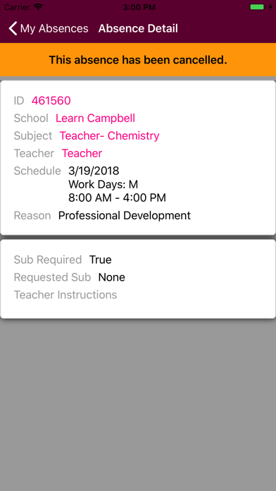 SubConnect for Teachers screenshot 1