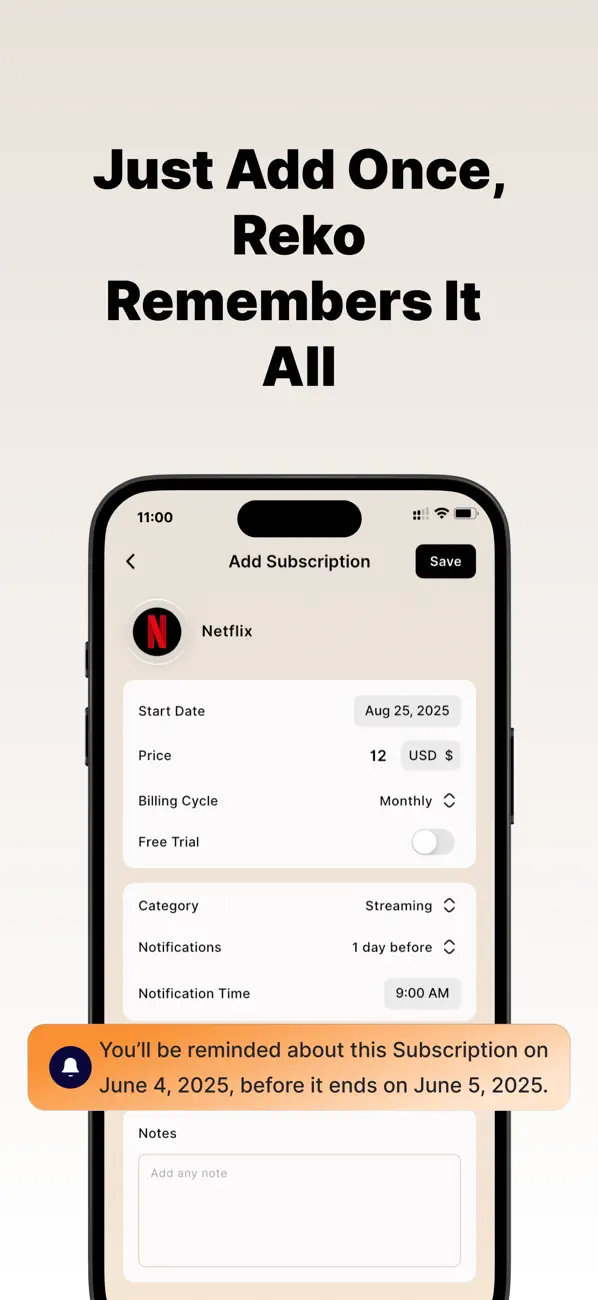 Subscription Manager - Reko screenshot 1