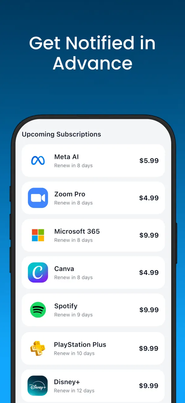 Subscription Manager - Subpli screenshot 1