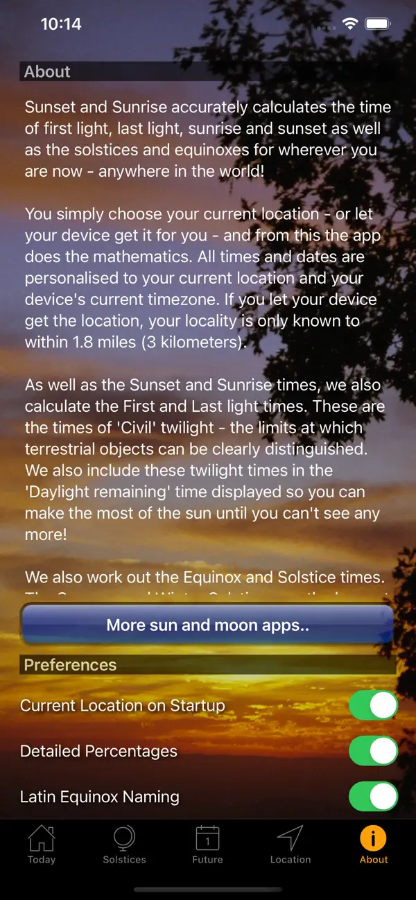 Sunset and Sunrise Times screenshot 1