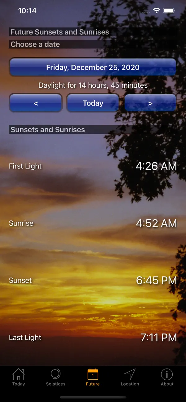 Sunset and Sunrise Times screenshot 2