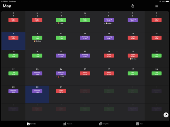 Supershift Shift Work Calendar screenshot 1