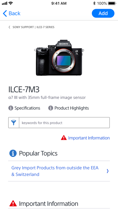 Support by Sony: Find support screenshot 1