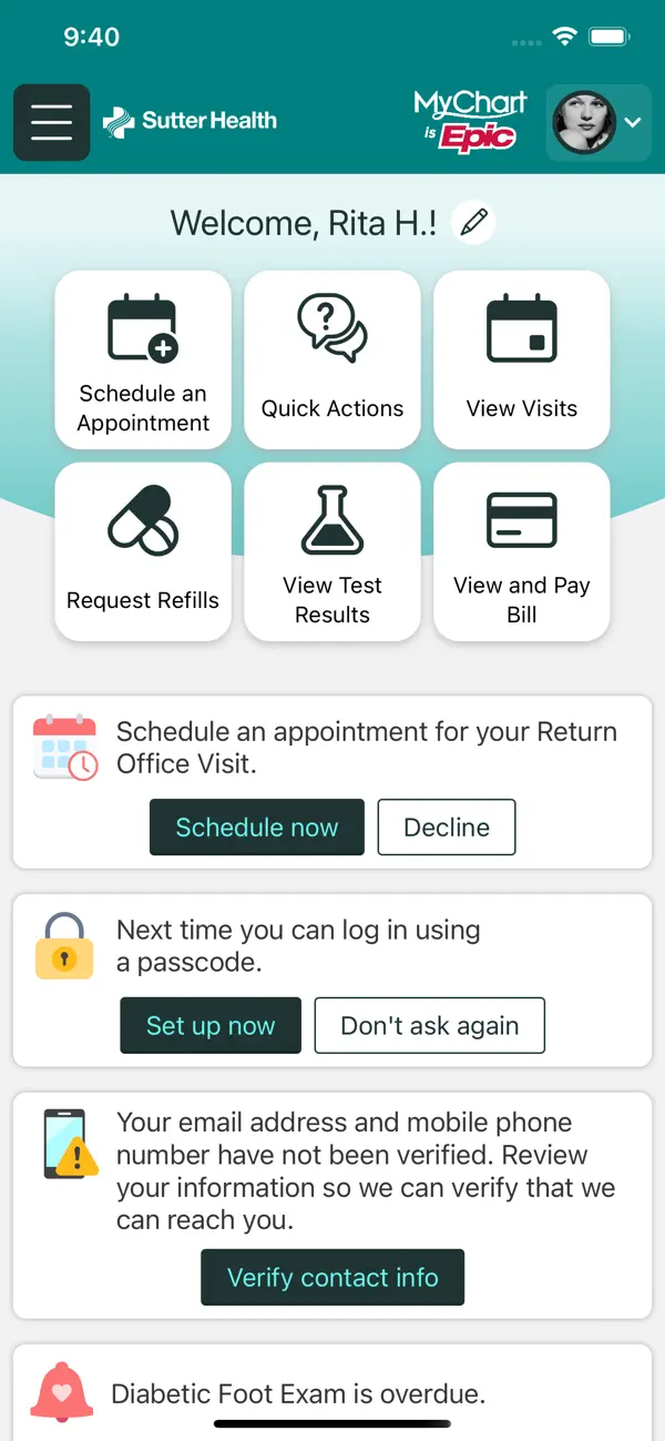 Sutter Health My Health Online screenshot 4